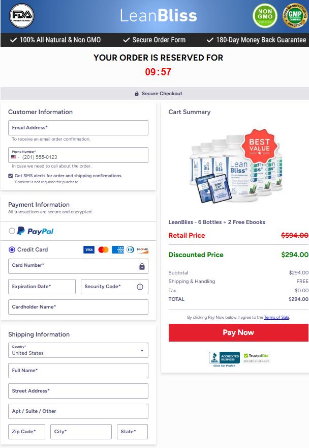 LeanBliss Official Website Secure Order Page